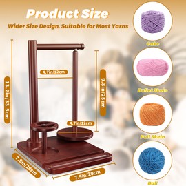 Wooden Yarn Winder Crochet Magnetic Crochet Yarn Holder Spinner with Phone Stand and Crochet Accessories Storage, Crochet Gifts for Crocheters, Knitting Lovers (Wood)