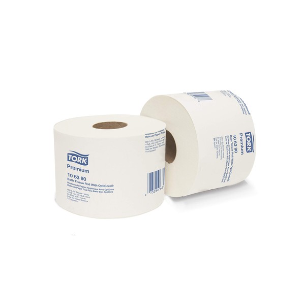 Tork 106390 Premium Bath Tissue Roll with OptiCore, 2-Ply, 3.75" Width x 4.0" Length, White (Case of 36 Rolls, 800 Sheets per Roll, 28,800 Sheets per Case)