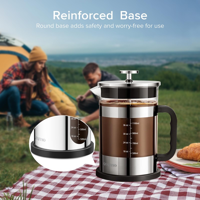 QUQIYSO French Press Coffee Maker 51oz 304 Stainless Steel French