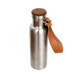+LUMBER by Hacoa THERMO BOTTLE ステンレス素材の水筒に銘木を組み合わせたおしゃれなサーモボトル（革ストラップ付き） (Walnut 600)