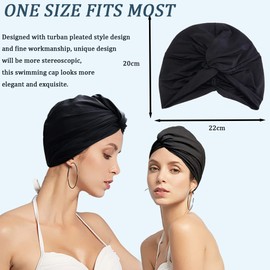 Sleep Cap Black Swimming Cap Women's Turban Chemo Headwear Swimming Cap Chemo Hat Soft Slouchy Hat Stretchy Beanie Hats Baggy Skull Cap Chemo Hats for Men Women Long Short Hair