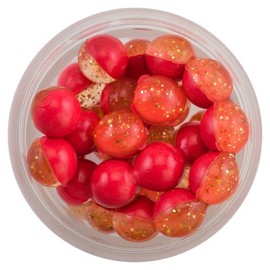 Berkley PowerBait Power Clear Eggs Floating Fishing Soft Bait, Clear Gold-Fl. Red - Garlic Scent, .5 oz Small Jar