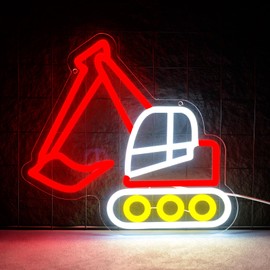 Excavator Neon Sign, Vibrant LED Light Decoration, Construction Lamp LED Neon Light USB Powered for Boys Room, Bedroom, Playroom, Man Cave – Ideal Gift for Kids and Teens
