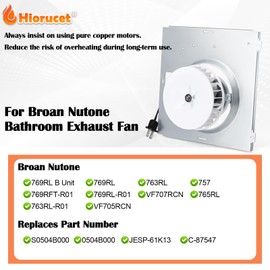 769RL B Unit, S0504B000 Motor Assembly for Broan Nutone 769RL, 763RL, 769RL-R01, 757, 769RFT-R01, VF707RCN, 765RL, 763RL-R01, VF705RCN Bathroom Exhaust Fan, Replacement Fan Motor C-87547, JESP-61K13.