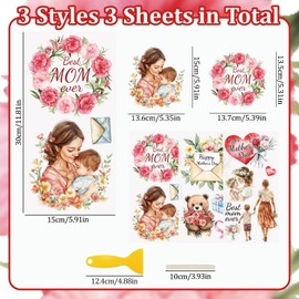 WANDIC 3 Sheets Mother's Day Rub on Transfer Stickers Kinship Decals Waterproof Stickers Furniture Decals for DIY and Home Decoration,15 * 30cm