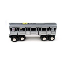Munipals New York City Subway Wooden Railway (B Division)–Child Safe and Tested Wood Toy Trains (N Train)