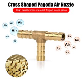 Pack of 6 8 mm Brass Hose Nozzle, 3-Way Straight Hose Fitting, Fuel Line Connector, Hose Connector, Straight Barb Splicer Mender for Water, Fuel, Air