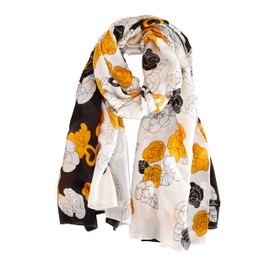 BRMM MIA Long Scarf Silky Feeling Fashion Women Scarves Long Lightweight Shawl Wrap (White Black)