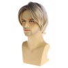 RicHyun Mens Short Layered Blonde Wig Dark Roots Synthetic Halloween