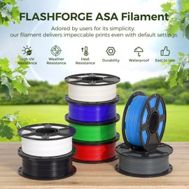 FLASHFORGE ASA Filament 1.75mm Sky Blue, 3D Printer Filament 1kg (2.2lbs) Spool, Dimensional Accuracy +/- 0.02mm, Durable, High UV-Resistant, Perfect for Printing Outdoor Functional Parts