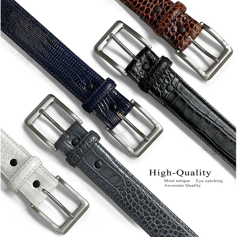 Grove Genuine Italian Leather Dress Belt-Alligator Black-40-Black