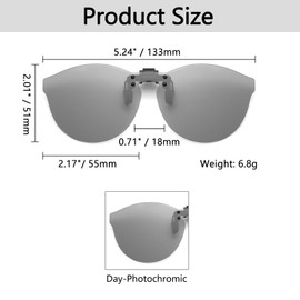 Long Keeper Sunglasses for Glasses Wearers - Clip-On Polarised Sunglasses Attachment Glasses Clip On Sunglasses Attachment for Men and Women, Photochromatic