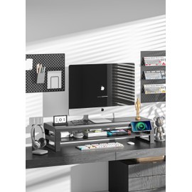 GECKOSTROLL 2-Tier Metal Computer monitor stand Laptop Desk Shelf & Monitor Riser ，27.55 inches long Monitors/PC/Laptop/Computer Space Saver Organizer (Basic Version, Two-layer 700mm)