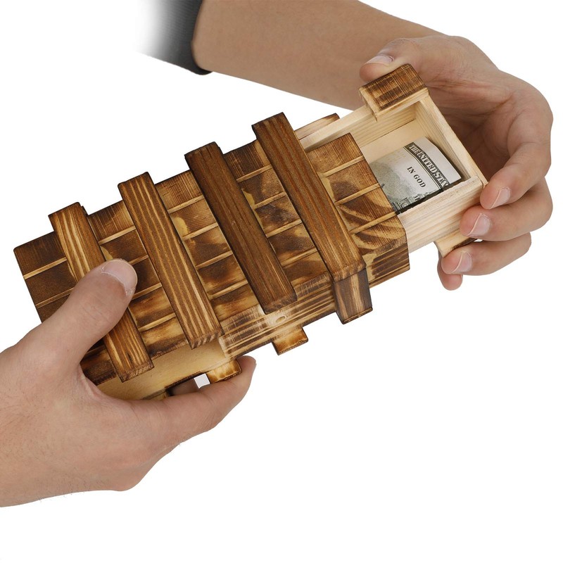 You&Lemon Wooden Gift Box, Magic Puzzle Box with 2 Safe