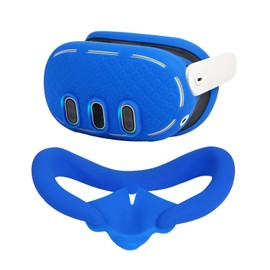 VR Shell Cover and VR Face Cover for Meta Quest 3,VR Face Pad-Sweatproof and Light-Blocking Washable VR Face Cushion Accessorie(Blue)
