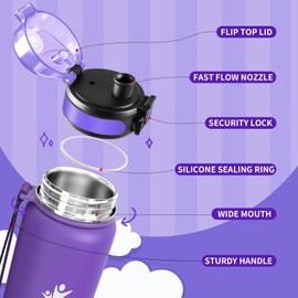 KollyKolla Water Bottle 500 ml, Thermos Flask, Insulated Flask, BPA-Free, Double Wall Insulation, Cold and Warm, Water Bottle for Children, School, Sports, Fizz, Fitness, Outdoor, Camping, Yoga