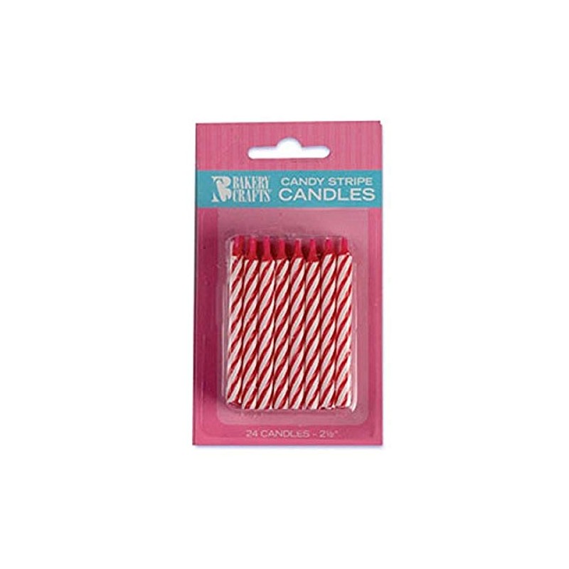 Oasis Supply Candy Stripe Birthday Candles, 2.5-Inch, Red