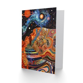 Artery8 Greeting Card Psychedelic Stairway to Heaven Trippy Space Blank for Him Or Her Art Birthday Card