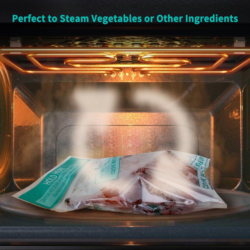 WRAPOK Microwave Steamer Bags 30 Pack Zip Steam Vegetable Cooking