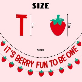 Vgaruint IT'S BERRY FUN TO BE ONE Banner - Berry First Birthday Party Decoration,Sweet One Girls Birthday Party Supplies,My Berry First Birthday Garland
