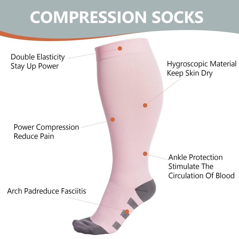 Abodhu Plus Size Compression Socks for Women& Men 15-20mmHg Wide