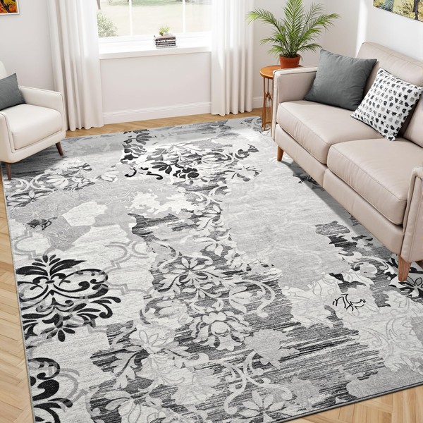 Keeko 8x10 Area Rugs for Living Room, Modern Abstract Floral