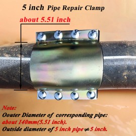 Water Pipe Repair Clamp for 5 inch Pipe(OD of The Applied Pipe about 5.51 inch),Leak Sealer for Pipes and Plumbing,Length 7.3 inch,Suitable for Steel/Iron/Stainless Steel/PE/PPR Pipes