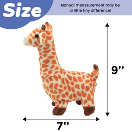 Hopearl Walking Giraffe Interactive Electronic Pet Plush Jirafa Toy with Sounds and Movements Animated Shaking Tail Gifts for Toddlers Birthday, Brown, 9''