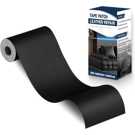 Zenyao Leather Repair Patch for Furniture - Self Adhesive Leather Repair Tape Kit, Vinyl Repair Patch, Ideal for Car Seats Couch Sofa Office Chair, 3x60 Inch, Black