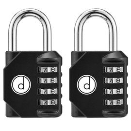 4 Digit Combination Locks 2 Pack - Weatherproof Padlock with Code - Combination Lock for Locker, Gym, Outdoor Gate, Storage Shed, Fence Gate & Bike Lock - Keyless, Easy to Set, Reset - New Black