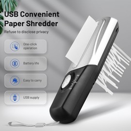 Portable Paper Shredder, Paper Shredder Without Basket, 4mm Mini USB Shredder, Strip Cut Mini Shredder for home use, Multifunctional Professional Strip Cut Paper Shredder, for Office Home Law Firms