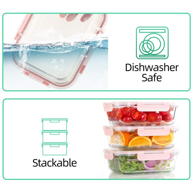 C CREST [10 Pack] Glass Meal Prep Containers, Food Storage