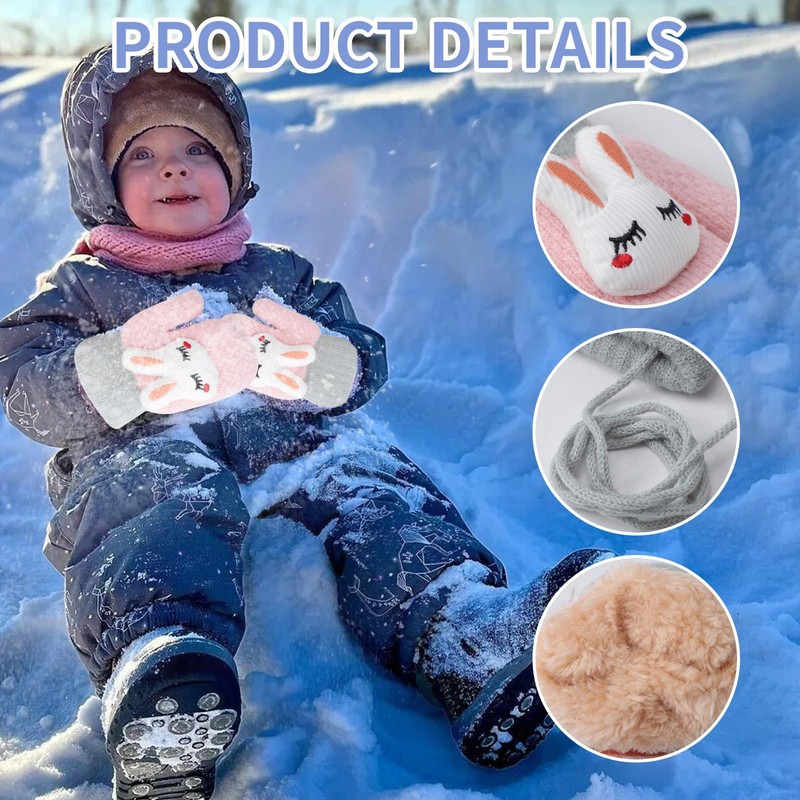 Mayoii 2PCS Mittens for Kids Winter Warm,Toddler Gloves 1-3 Years