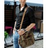 Berchirly Men 14.7Inch Laptop Messenger Crossbody Bag Military Canvas Leather