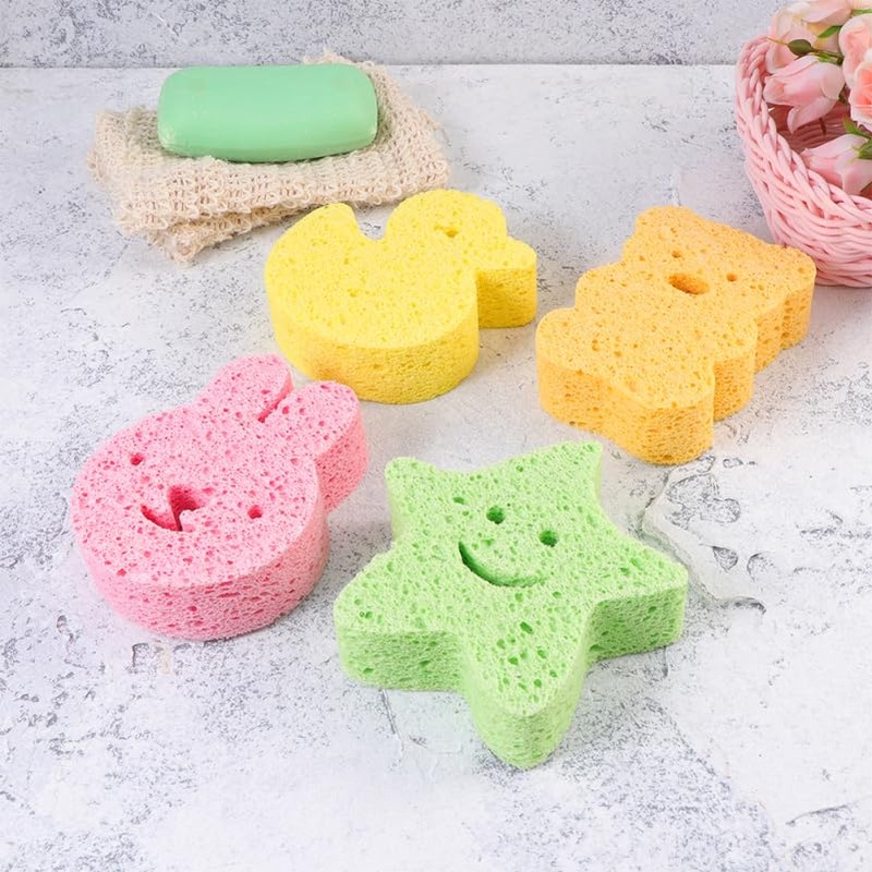HOMSFOU Baby Bath Sponge, Skin Friendly Bath Scrubber for Newborn