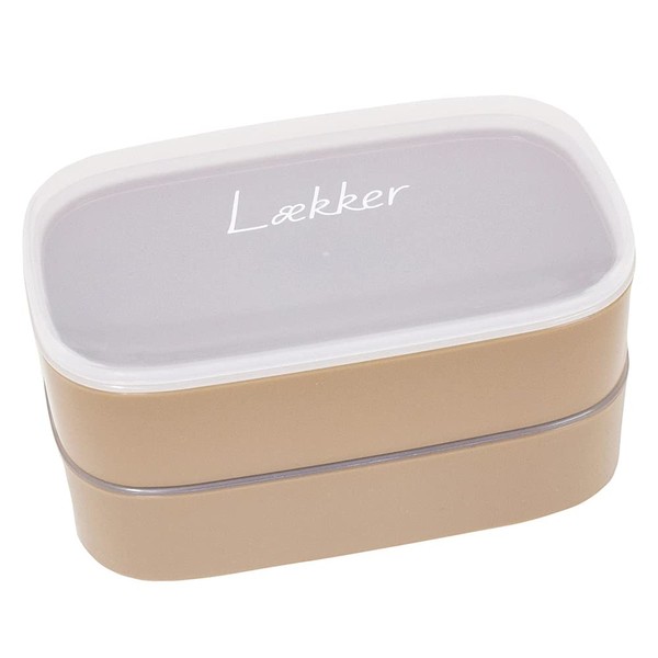 Yellow Studio Læker Oval 2-Tier Lunch Box with Lunch Belt, Made in Japan, Light Brown
