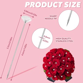 Xiuouix Bouquet Pins,180 Pcs Diamond Pins for Bouquets,2.1''Corsage Pins,Clear Floral Pins for Wedding Bridal Hair Accessories Jewelry Decoration DIY Craft Sewing (180)