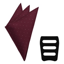 Gsyziux Polka Dots Pocket Squares for Men, Cotton Mens Handkerchiefs with Pocket Square Holder for Wedding Party Daily Suit (Wine Red)