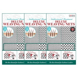 DONNA Deluxe Weaving Nets Combo 2pcs 17" x 12" | Mesh Hole Wig Cap for Women | Black Weaving Net for Comfortable and Secure Wig Installation (3 PC)