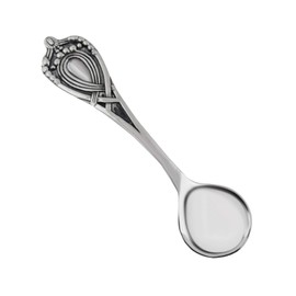 Celtic Salt Spoon - Sterling Silver 925. - Collectible Flatware Round Bowl - Jewelry Making DIY Crafting Charm Beads for Bracelets