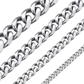 ChainsHouse Kihei Chain Necklace for Men, Silver, Surgical Stainless, Hypoallergenic, Jewelry, Stainless Steel, No Gemstone