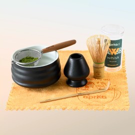 Aprika Life Complete Matcha Starter Set: Bowl, Holder, Whisk, Scoop, Sifter, Tea Cloth