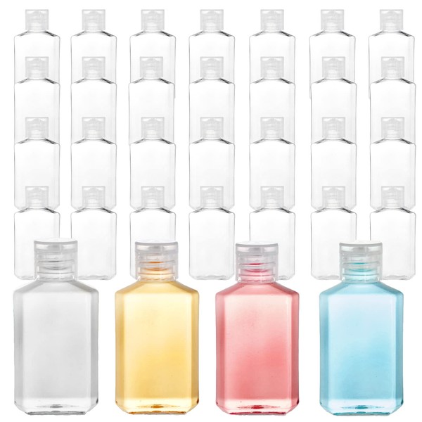 Frcctre 60 Pack 2 Oz Empty Clear Plastic Travel Bottles, Portable Refillable PET Bottles with Flip Top Caps, Travel Size Containers for Hand Sanitizer Shampoo Lotion Toiletry