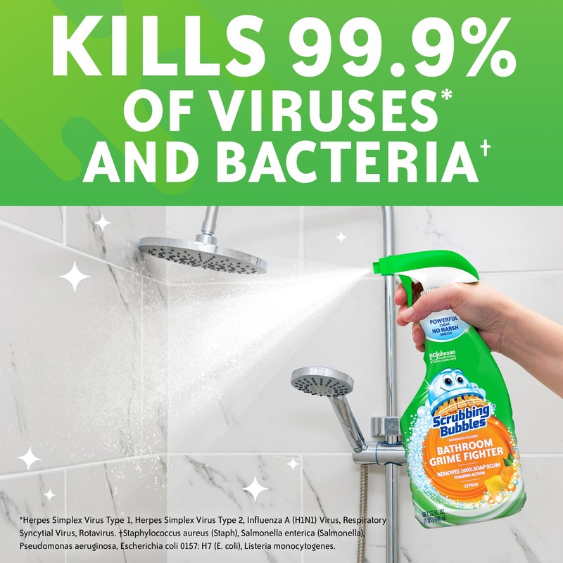 Scrubbing Bubbles Bathroom and Shower Cleaner Disinfectant Spray, Bathroom Grime