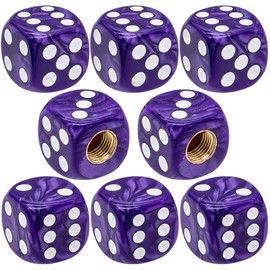 MEAJOO 8PCS Pearl Pattern Dice Tire Valve Stem Caps, Leak-Proof Air Protection | Light-Weight Universal Tire Valve Stem Covers for Cars, SUV, Trucks, Bikes, Motorcycles, Bicycles(Purple)