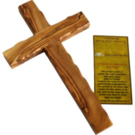 Holy Land Market Olive Wood Cross - Hand-Carved Wall Holy Land Wood Cross from Bethlehem, Olive Wood Crosses Collection - 10 in