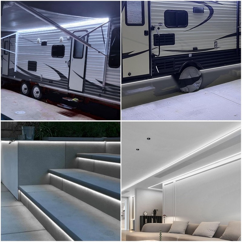 QVEVDACAR RV Awning Strip Lights, 12V 16.4FT RV Underglow Led