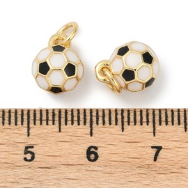 KitBeads 10Pcs Gold Plated Soccer Ball Charms Black White Football Charms Enamel Sport Pendant for Earring Bracelet Necklace Jewelry Making Crafts, Brass, No Gemstone