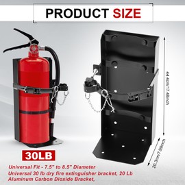Zonon Zonon 1 Pcs Heavy Duty Fire Extinguisher Bracket Metal Fire Extinguisher Holder Wall Mount for Home Car Truck, Mini, Small, and Medium Sized, Black (Fits 30lb Extinguisher)
