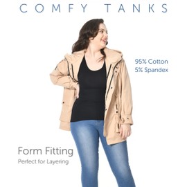 Comfneat Women's Basic Tanks Comfy Top (Color-Set-2 4-Pack, L)